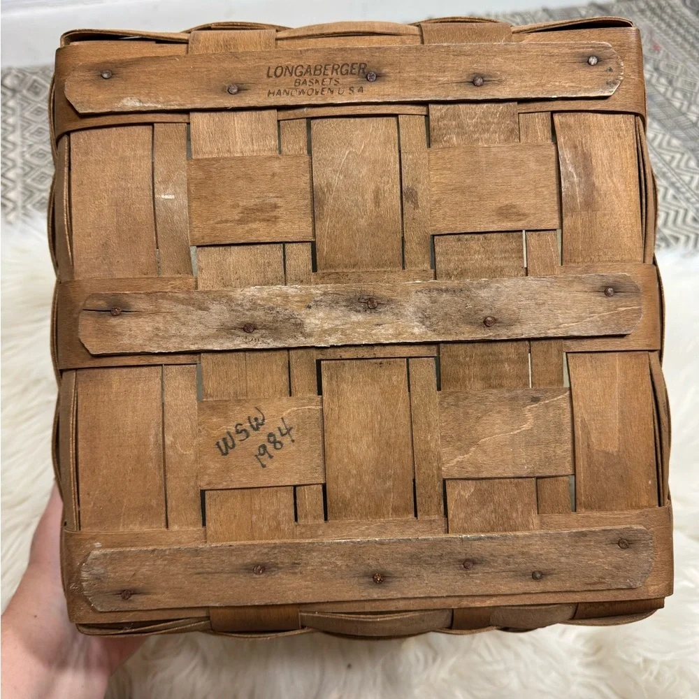 Longaberger Vintage Woven Basket with Patchwork Cover